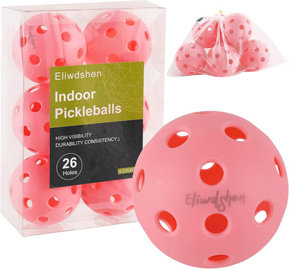 Indoor Pickleball Balls|Crack-Resistant| 26 Holes | 6Pack, 12 Pack |Made to USAPA Standards | Aerodynamics| High Bounce Durable Practice Pickle Ball for Beginner Intermediate Player