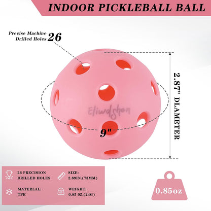 Indoor Pickleball Balls|Crack-Resistant| 26 Holes | 6Pack, 12 Pack |Made to USAPA Standards | Aerodynamics| High Bounce Durable Practice Pickle Ball for Beginner Intermediate Player