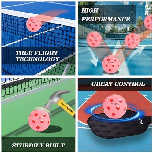Indoor Pickleball Balls|Crack-Resistant| 26 Holes | 6Pack, 12 Pack |Made to USAPA Standards | Aerodynamics| High Bounce Durable Practice Pickle Ball for Beginner Intermediate Player