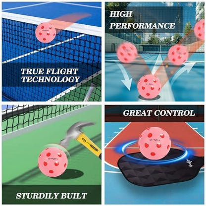 Indoor Pickleball Balls|Crack-Resistant| 26 Holes | 6Pack, 12 Pack |Made to USAPA Standards | Aerodynamics| High Bounce Durable Practice Pickle Ball for Beginner Intermediate Player