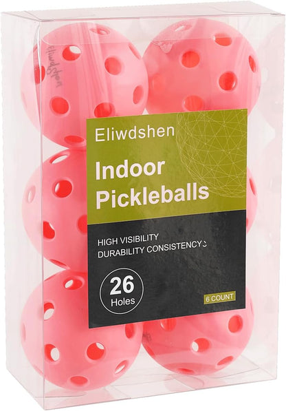 Indoor Pickleball Balls|Crack-Resistant| 26 Holes | 6Pack, 12 Pack |Made to USAPA Standards | Aerodynamics| High Bounce Durable Practice Pickle Ball for Beginner Intermediate Player