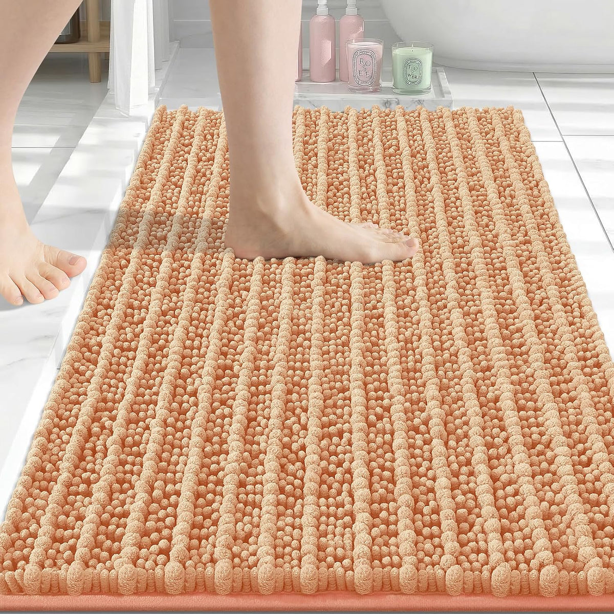 Bathroom Rugs Mat 30x20, Soft Absorbent Chenille Shaggy Bath Mat