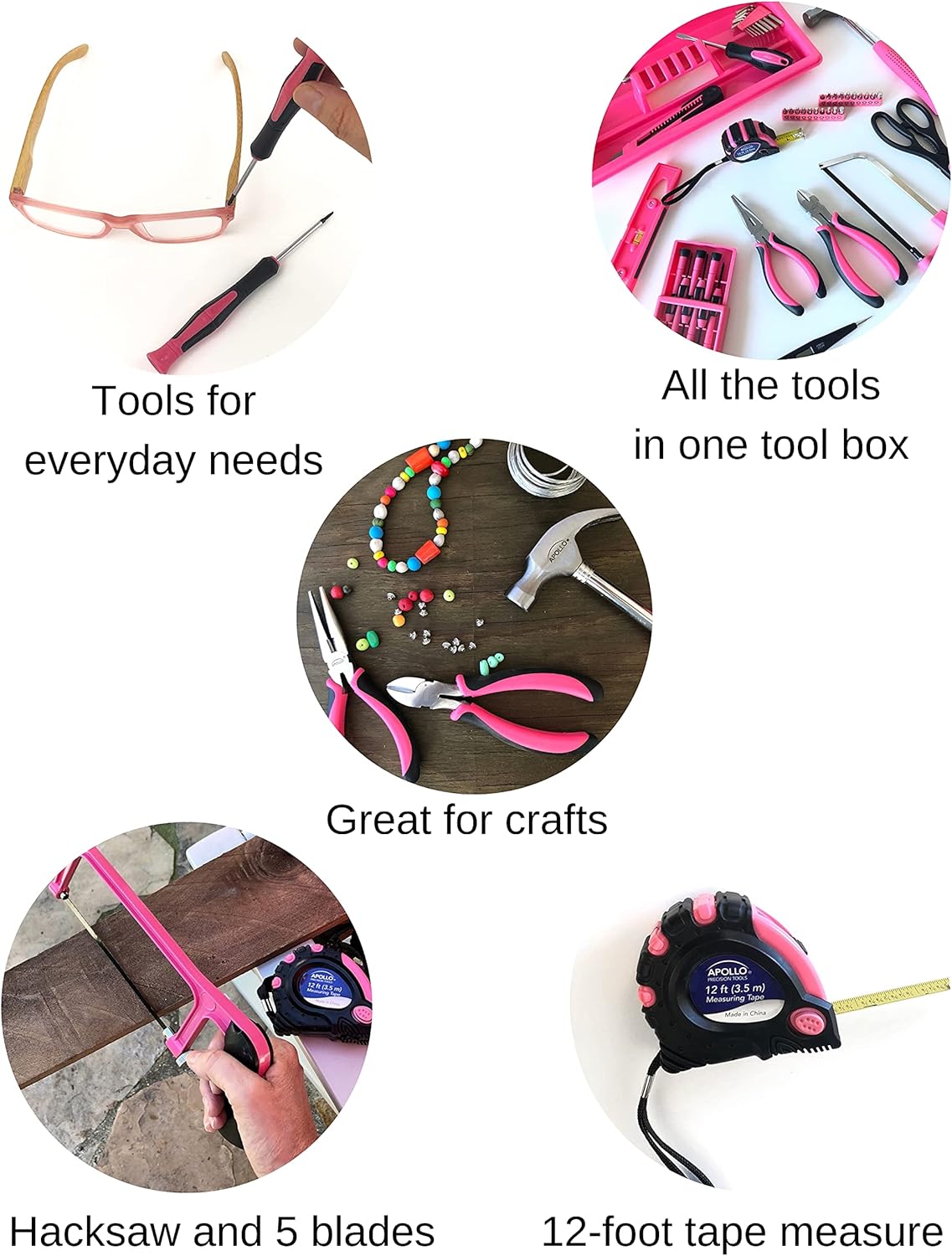 170 Piece Household Tool Kit, Pink DT7103P