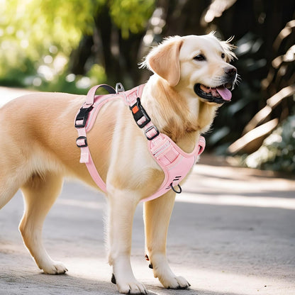 Dog Harness, Front Clip No Pull Medium Sized with Handle, Pink, M