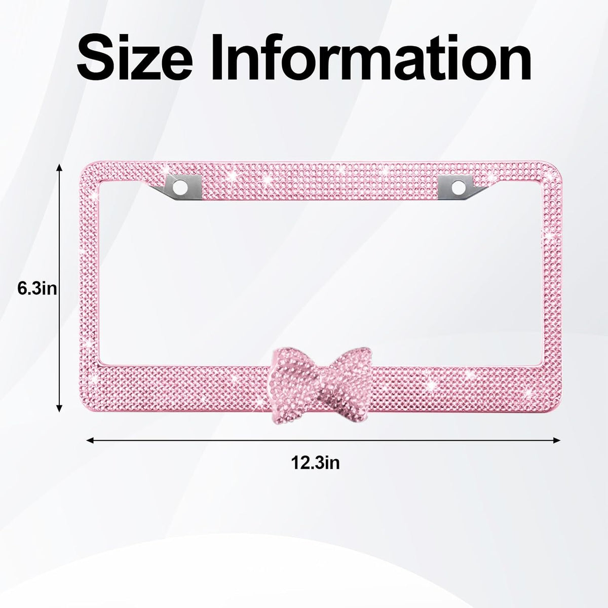 1 Pack Pink Bling License Plate Frame with Rhinestone Bow