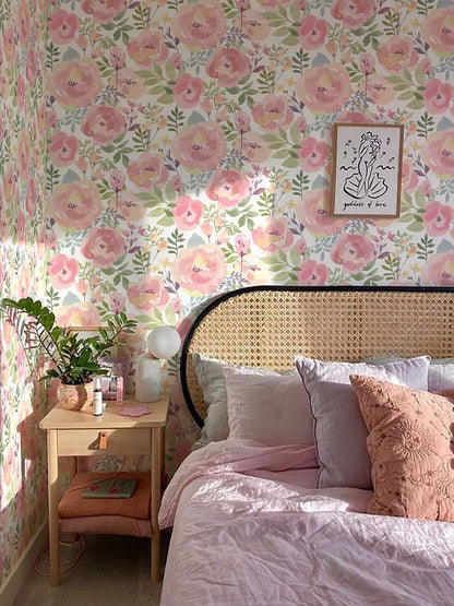 Peel and Stick Wallpaper Peony Floral Wallpaper Self Adhesive