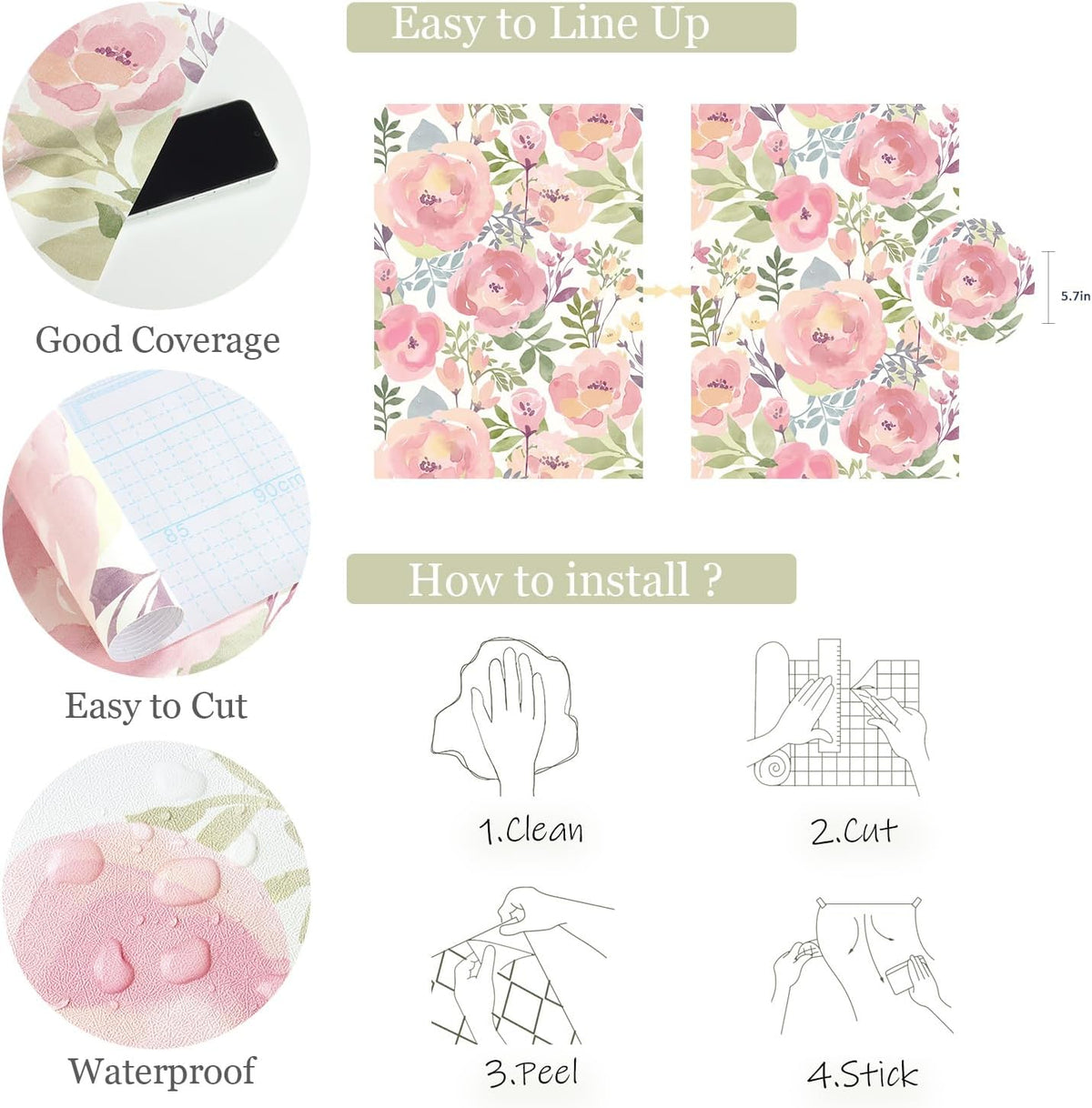 Peel and Stick Wallpaper Peony Floral Wallpaper Self Adhesive