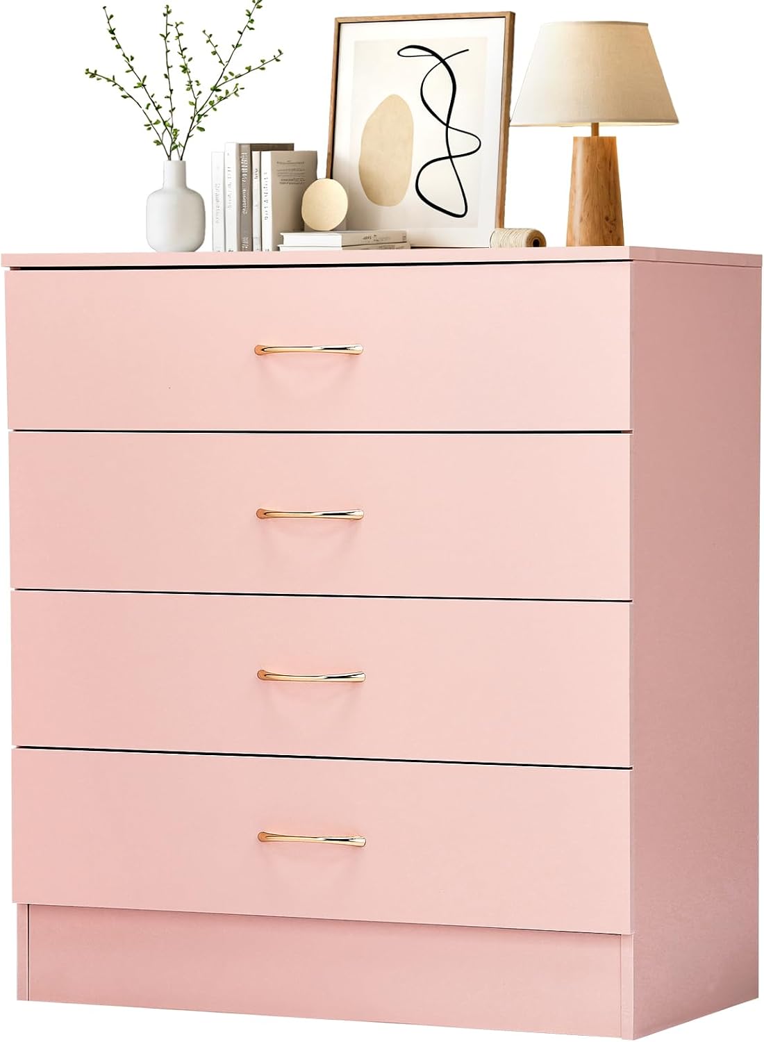 Pink 4 Drawer Dresser, Modern Small Chest of Drawers