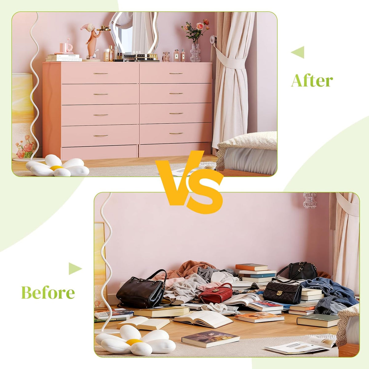 Pink 4 Drawer Dresser, Modern Small Chest of Drawers