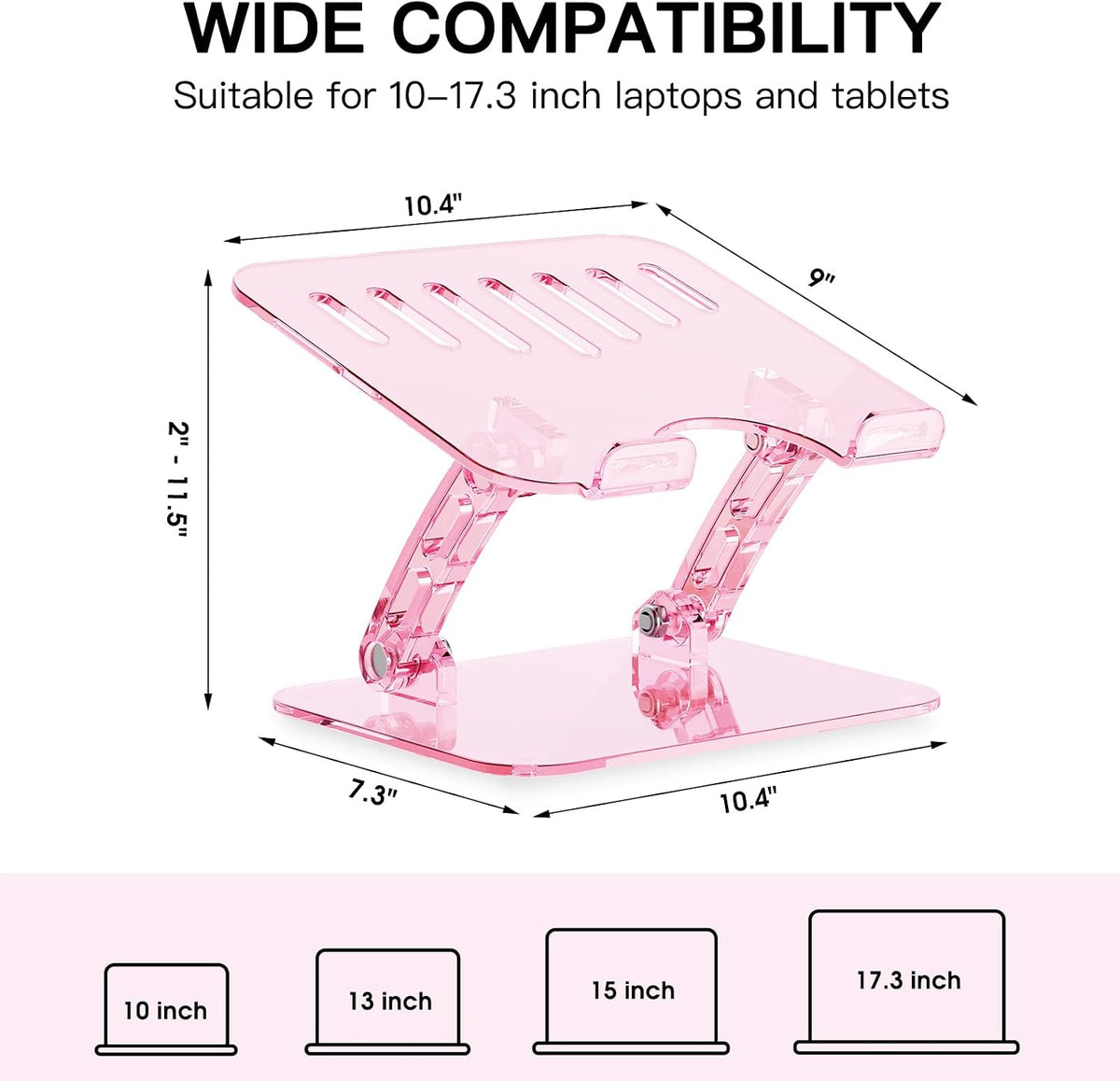 Pink Acrylic Laptop Stand for Desk,Adjustable Height Portable Foldable