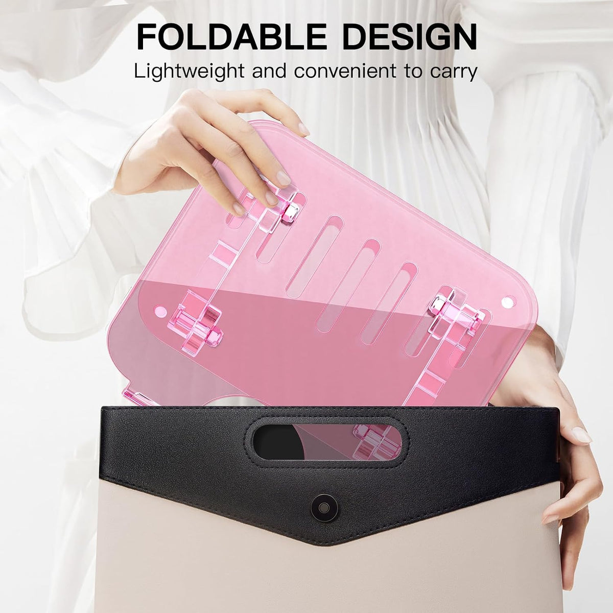Pink Acrylic Laptop Stand for Desk,Adjustable Height Portable Foldable