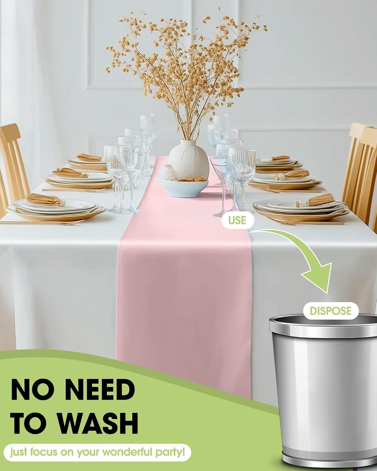 Dusty Pink Disposable Plastic Table Runner 14x108 Inch Party