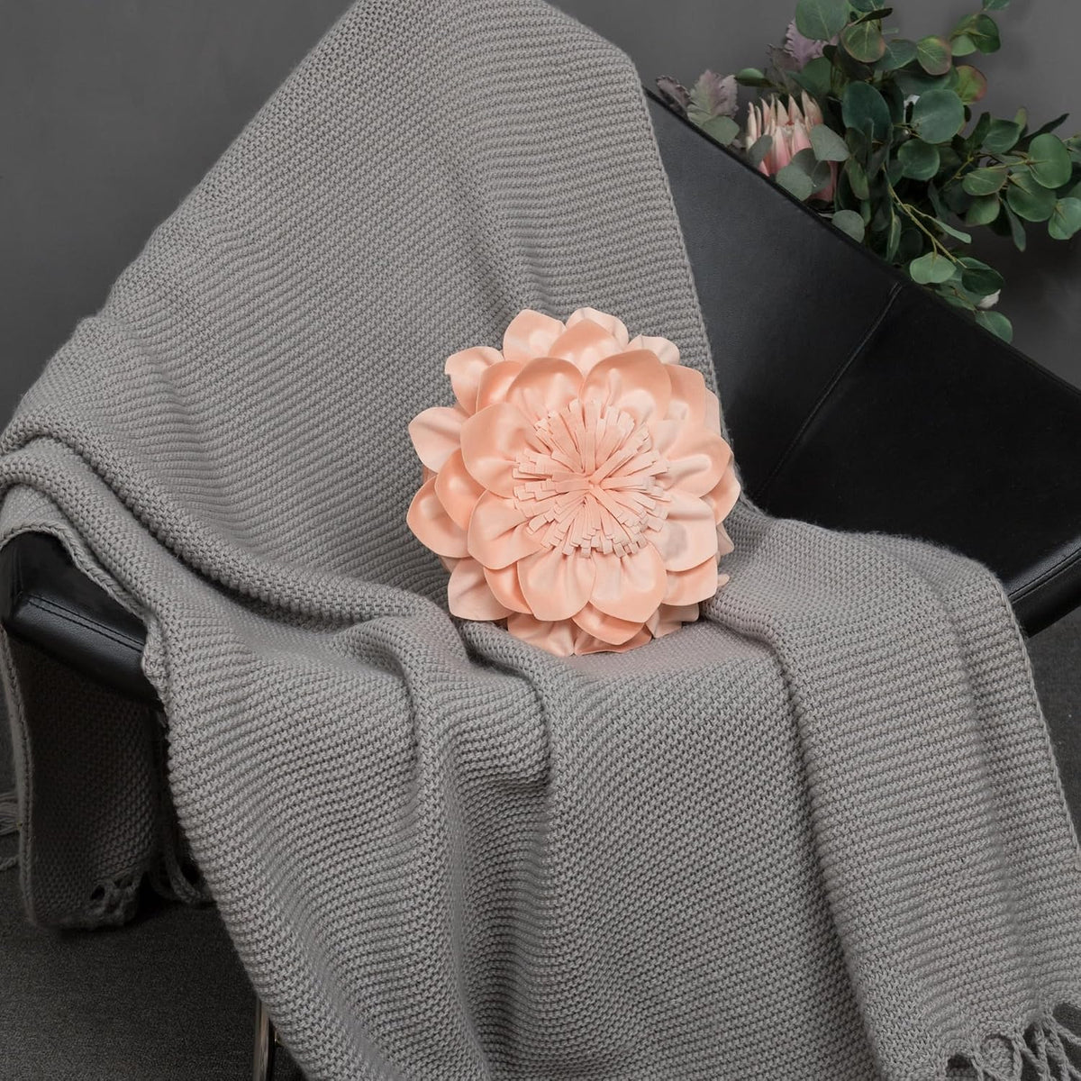 Decorative Throw Pillow with Insert 14 Inch Peach Pink