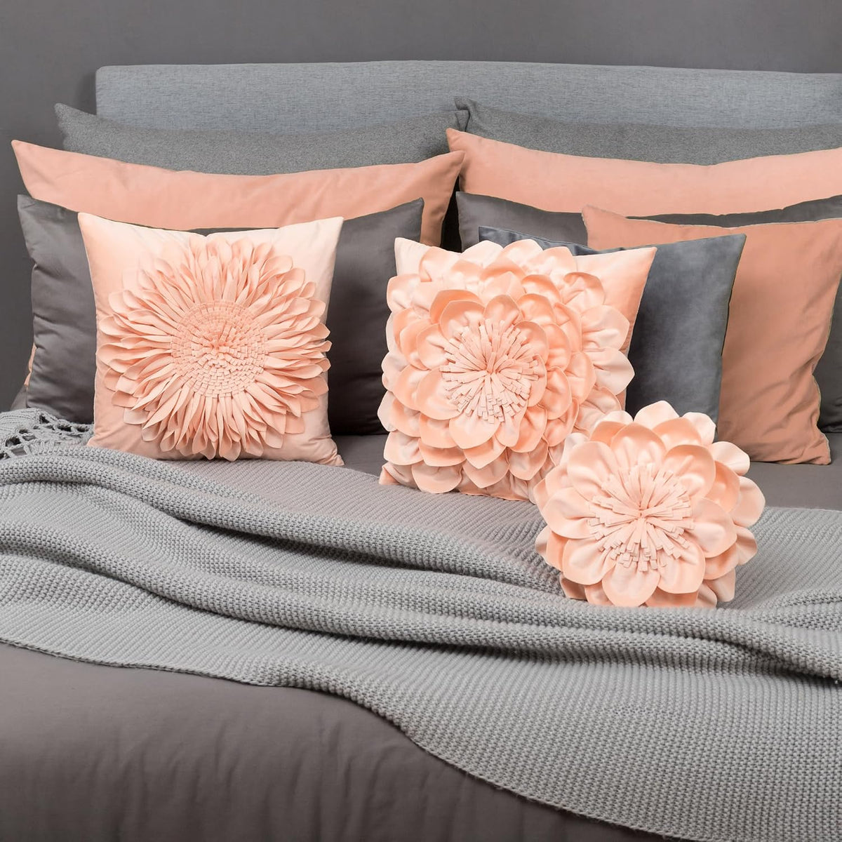 Decorative Throw Pillow with Insert 14 Inch Peach Pink