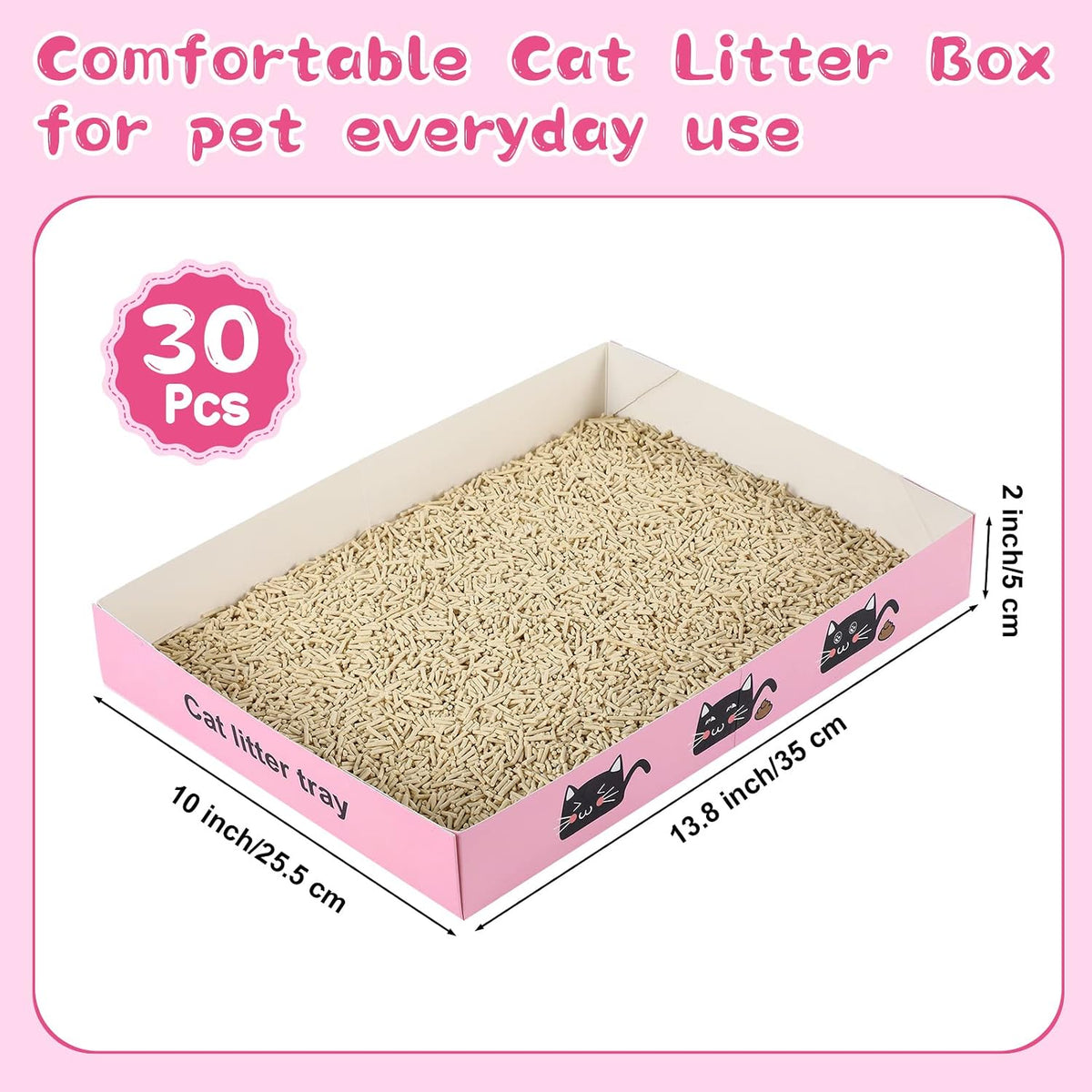 30 Pack Disposable Cat Litter Box Paper Pet Trays,Pink