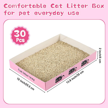 30 Pack Disposable Cat Litter Box Paper Pet Trays,Pink