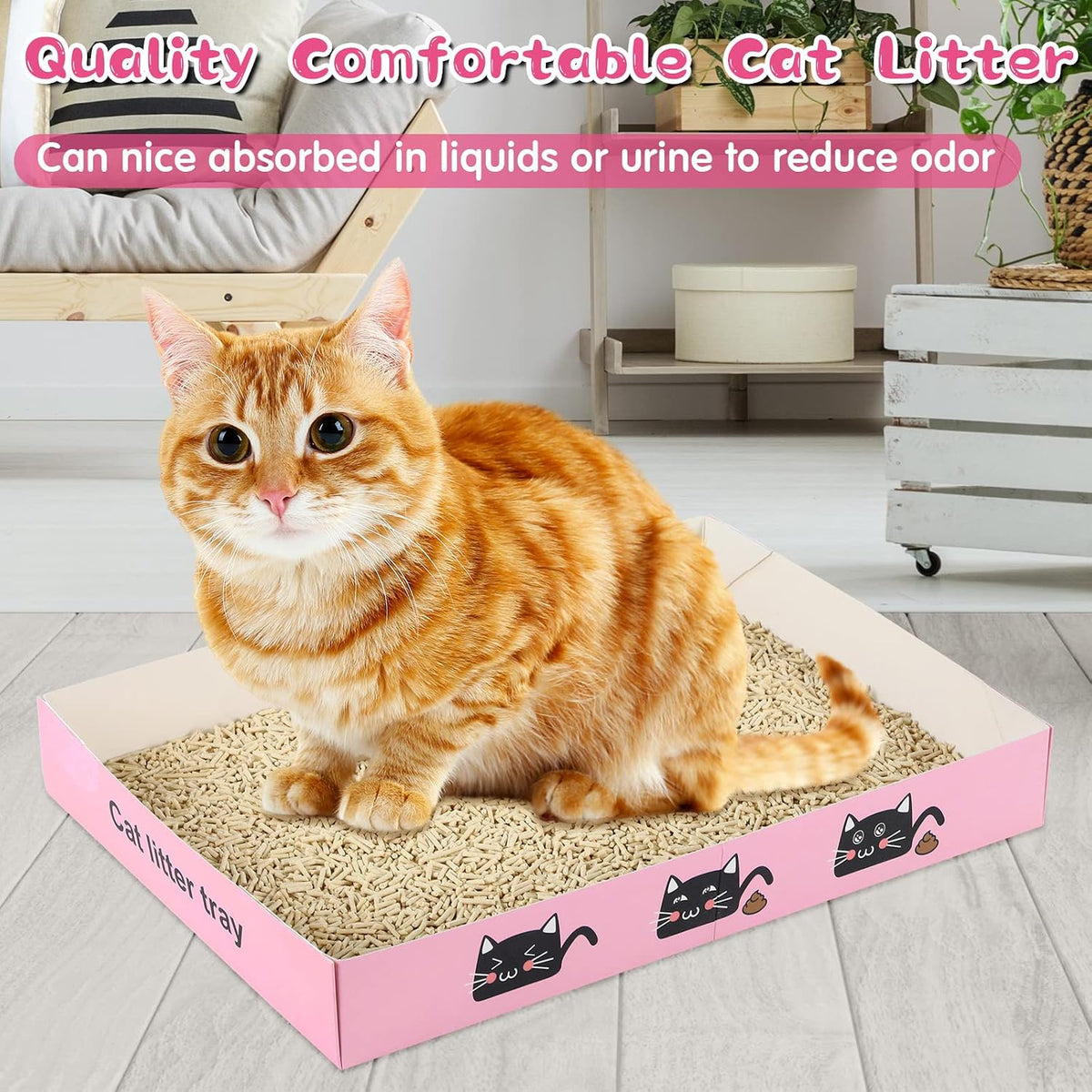 30 Pack Disposable Cat Litter Box Paper Pet Trays,Pink
