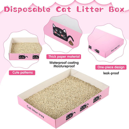 30 Pack Disposable Cat Litter Box Paper Pet Trays,Pink