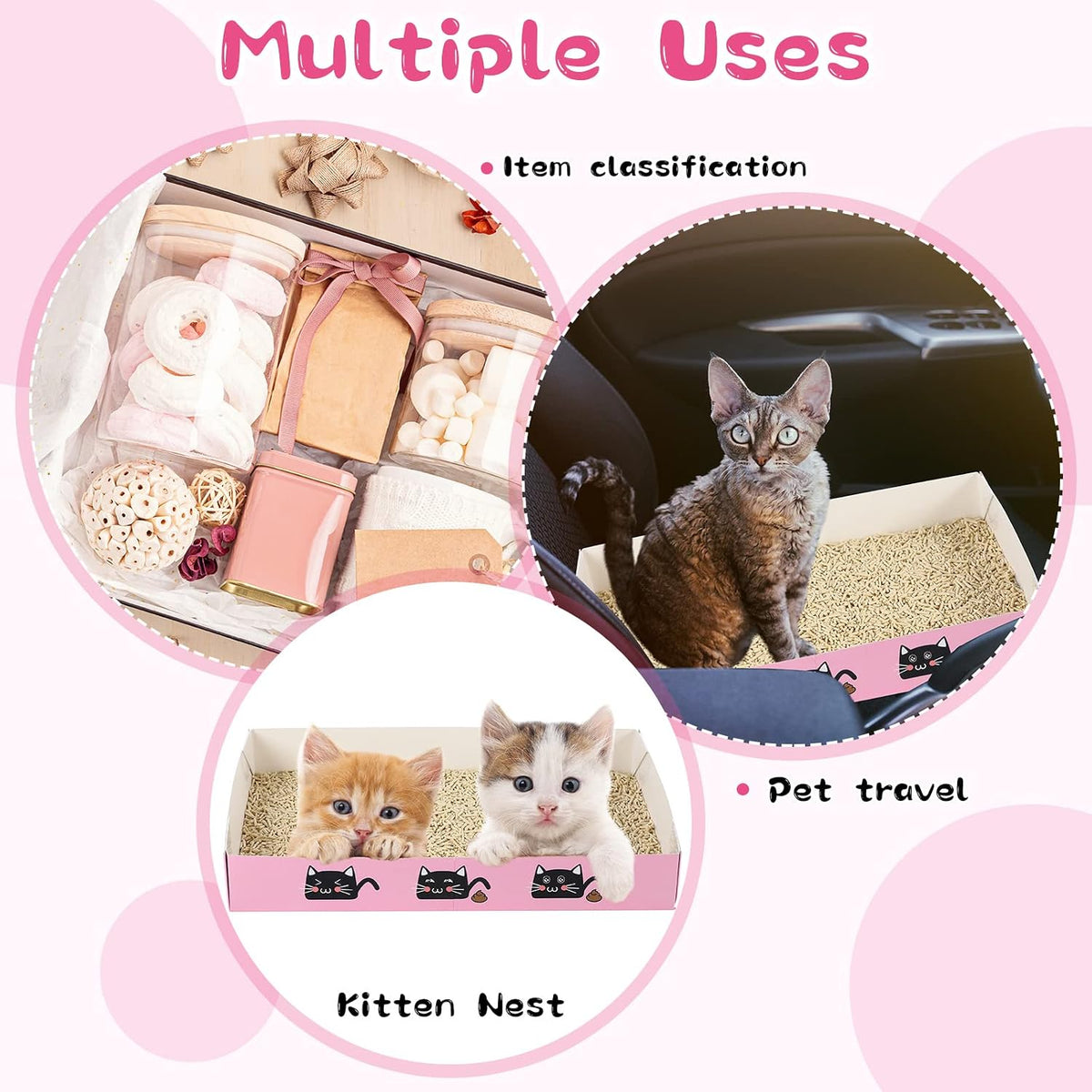 30 Pack Disposable Cat Litter Box Paper Pet Trays,Pink