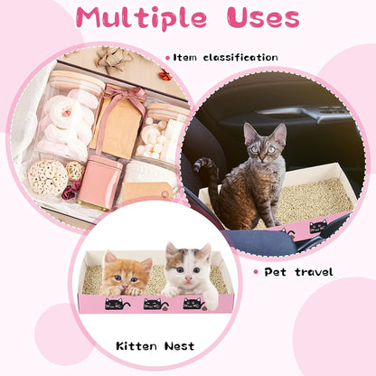 30 Pack Disposable Cat Litter Box Paper Pet Trays,Pink