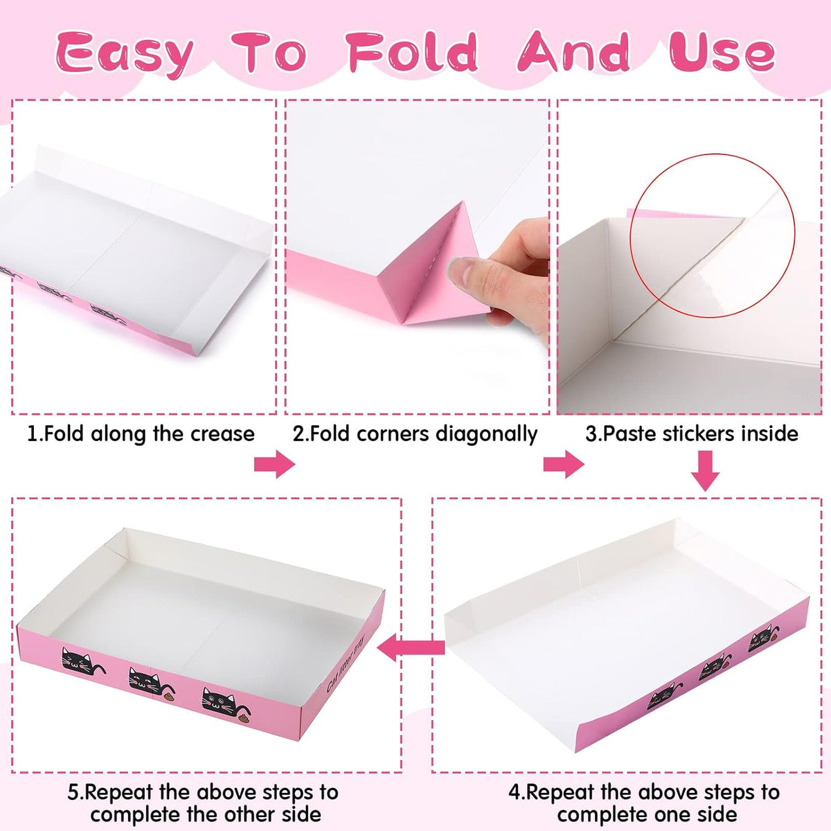 30 Pack Disposable Cat Litter Box Paper Pet Trays,Pink