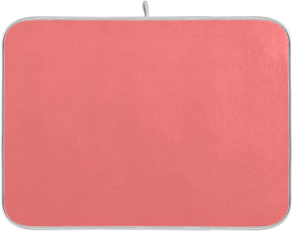 Dish Drying Mat for Kitchen Counter 16 x 18 Inch Absorbent Microfiber Dry Dishes Mats Drainer Mat Peach Pink Dish Drying Pad for Countertops Decor