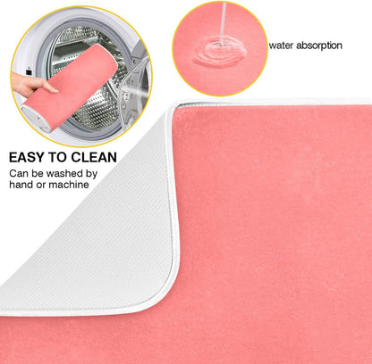 Dish Drying Mat for Kitchen Counter 16 x 18 Inch Absorbent Microfiber Dry Dishes Mats Drainer Mat Peach Pink Dish Drying Pad for Countertops Decor