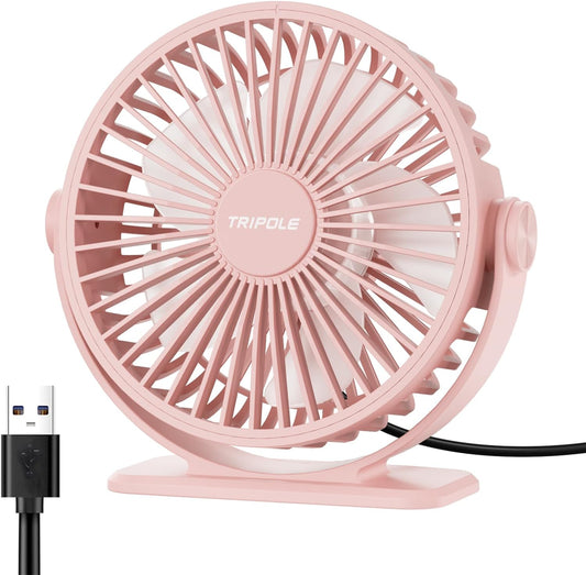 USB Desk Fan Small Portable, 360° Rotation Quiet Mini Personal Fan