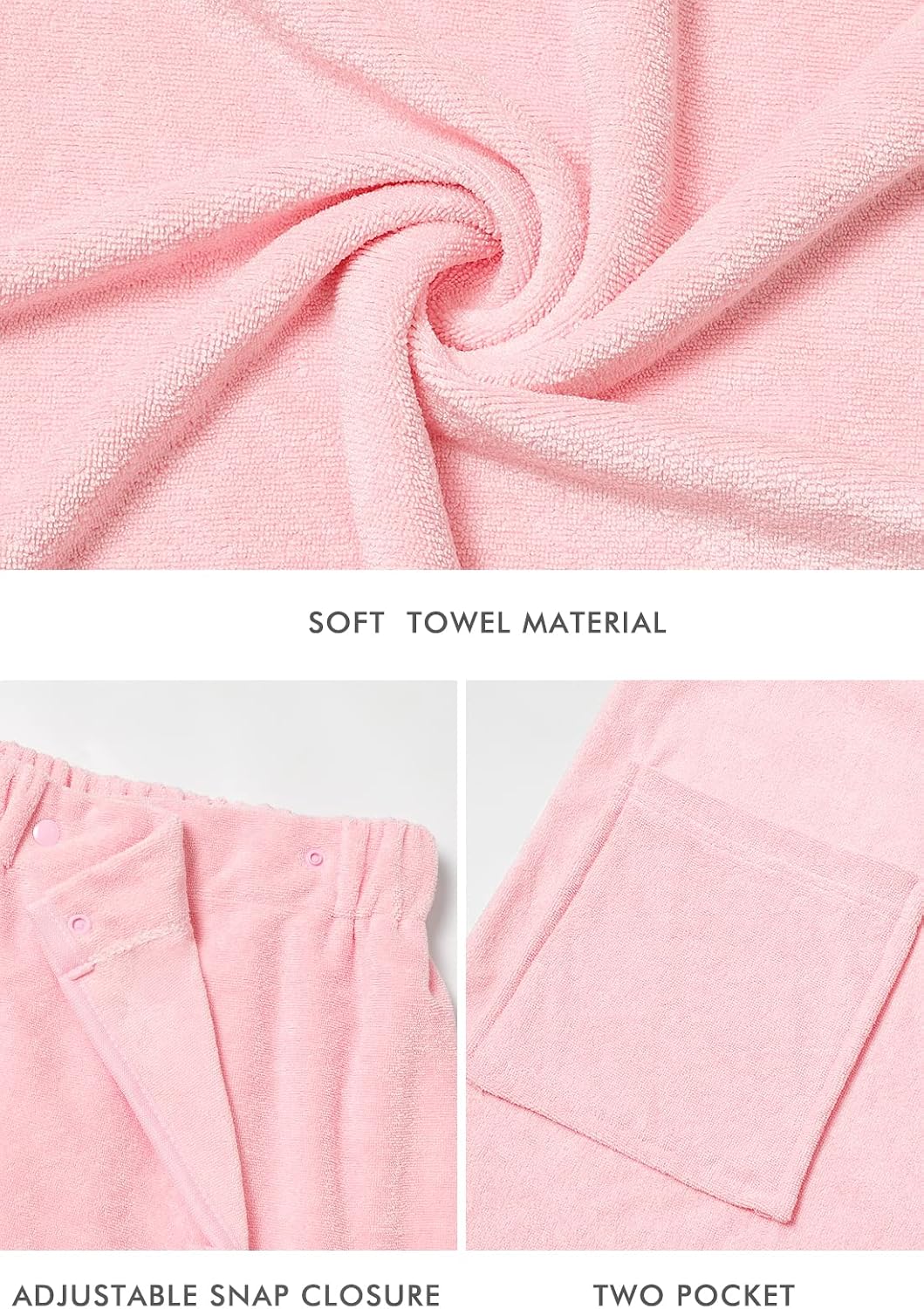 Women's Bathrobe - Lightweight Spa Shower Wrap Robe, Soft Adjustable Closure Towel with Pocket for Home & Travel