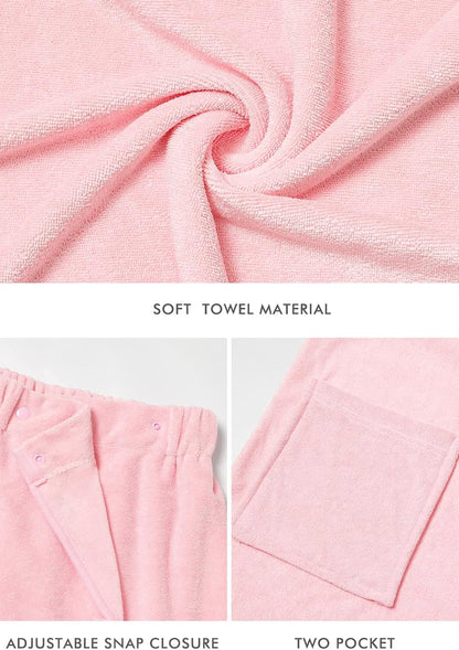 Women's Bathrobe - Lightweight Spa Shower Wrap Robe, Soft Adjustable Closure Towel with Pocket for Home & Travel