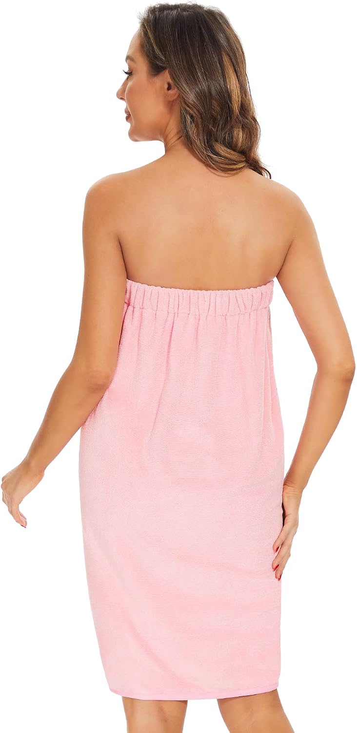 Women's Bathrobe - Lightweight Spa Shower Wrap Robe, Soft Adjustable Closure Towel with Pocket for Home & Travel
