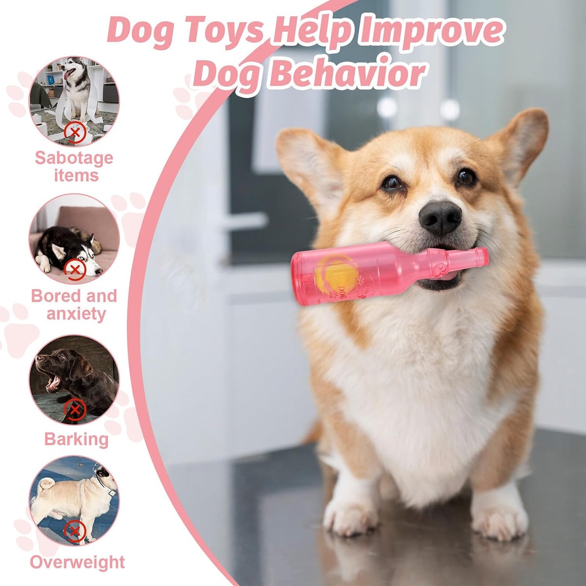 Red Water Bottle Dog Toy for Aggressive Chewers Small Medium Dogs