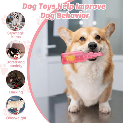 Red Water Bottle Dog Toy for Aggressive Chewers Small Medium Dogs