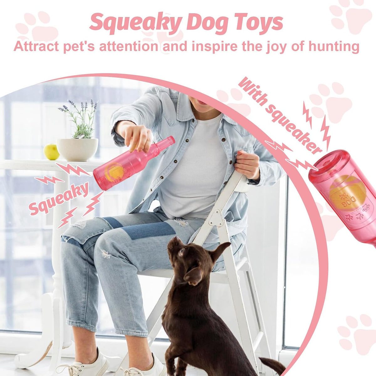 Red Water Bottle Dog Toy for Aggressive Chewers Small Medium Dogs