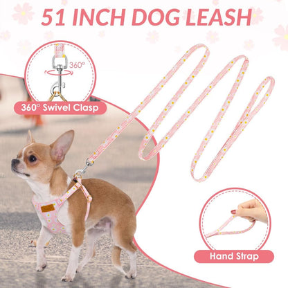 No Pull Dog Harness with Leash for Small Medium Dogs, Pink XXS