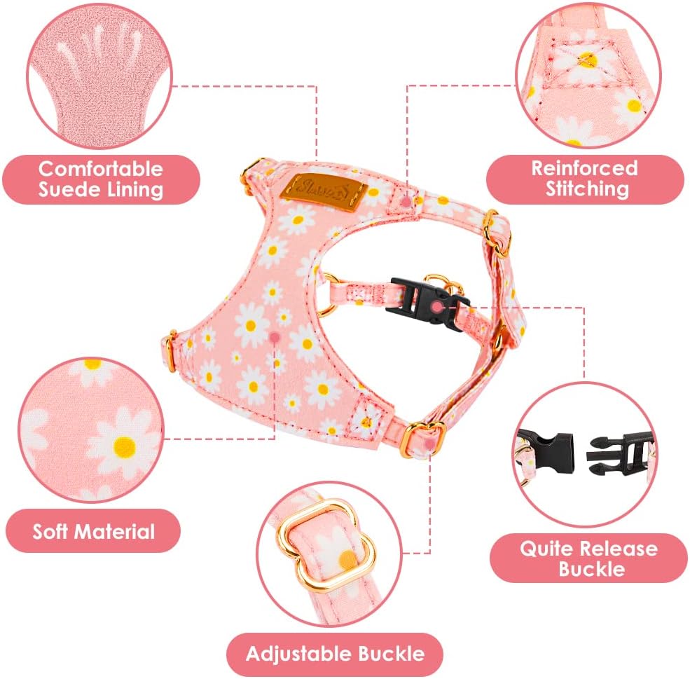 No Pull Dog Harness with Leash for Small Medium Dogs, Pink XXS