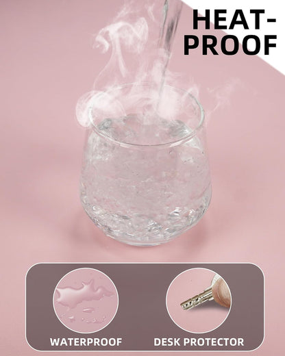 Desk Pad Protector 23.6" x 13.7" - Non-Slip Waterproof PU Leather Desk Mat for Mouse, Keyboard, Laptop, Office and Home Workspace (Light Pink)