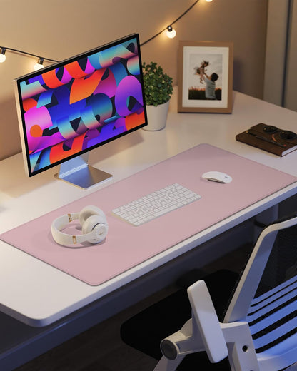 Desk Pad Protector 23.6" x 13.7" - Non-Slip Waterproof PU Leather Desk Mat for Mouse, Keyboard, Laptop, Office and Home Workspace (Light Pink)
