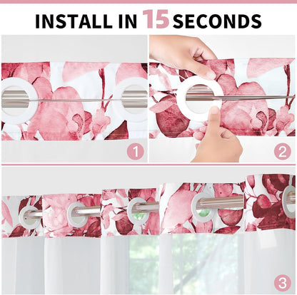 No Hook Shower Curtain with Snap in Fabric Liner, Pink, 72 x 75