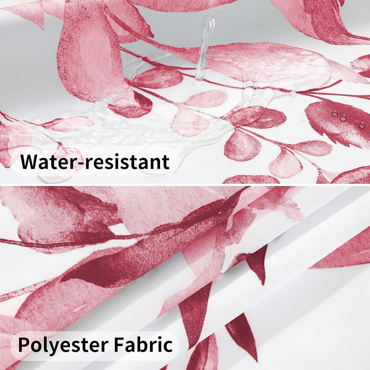 No Hook Shower Curtain with Snap in Fabric Liner, Pink, 72 x 75