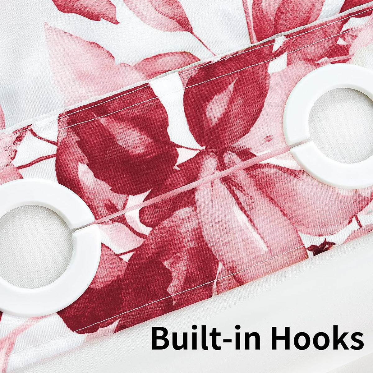 No Hook Shower Curtain with Snap in Fabric Liner, Pink, 72 x 75