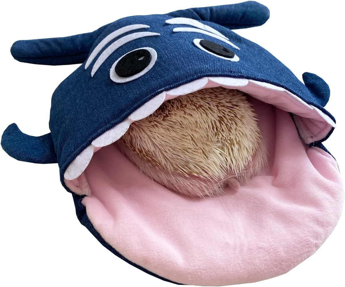 Shark Fleece Cuddle Sack Sleeping Bag Pouch Hideout Cave Sleeping Bag for Hedgehog Baby Guinea Pig Hamster Rat Ferret Squirrel Small Animal Bed (Pink)