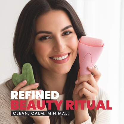 Ice Roller for Face & Gua Sha Facial Tools - Wrinkles Fine Lines Puffiness Massager Facial Skin Care Guasha Tools Self Care Gifts for Men Women (Pink)