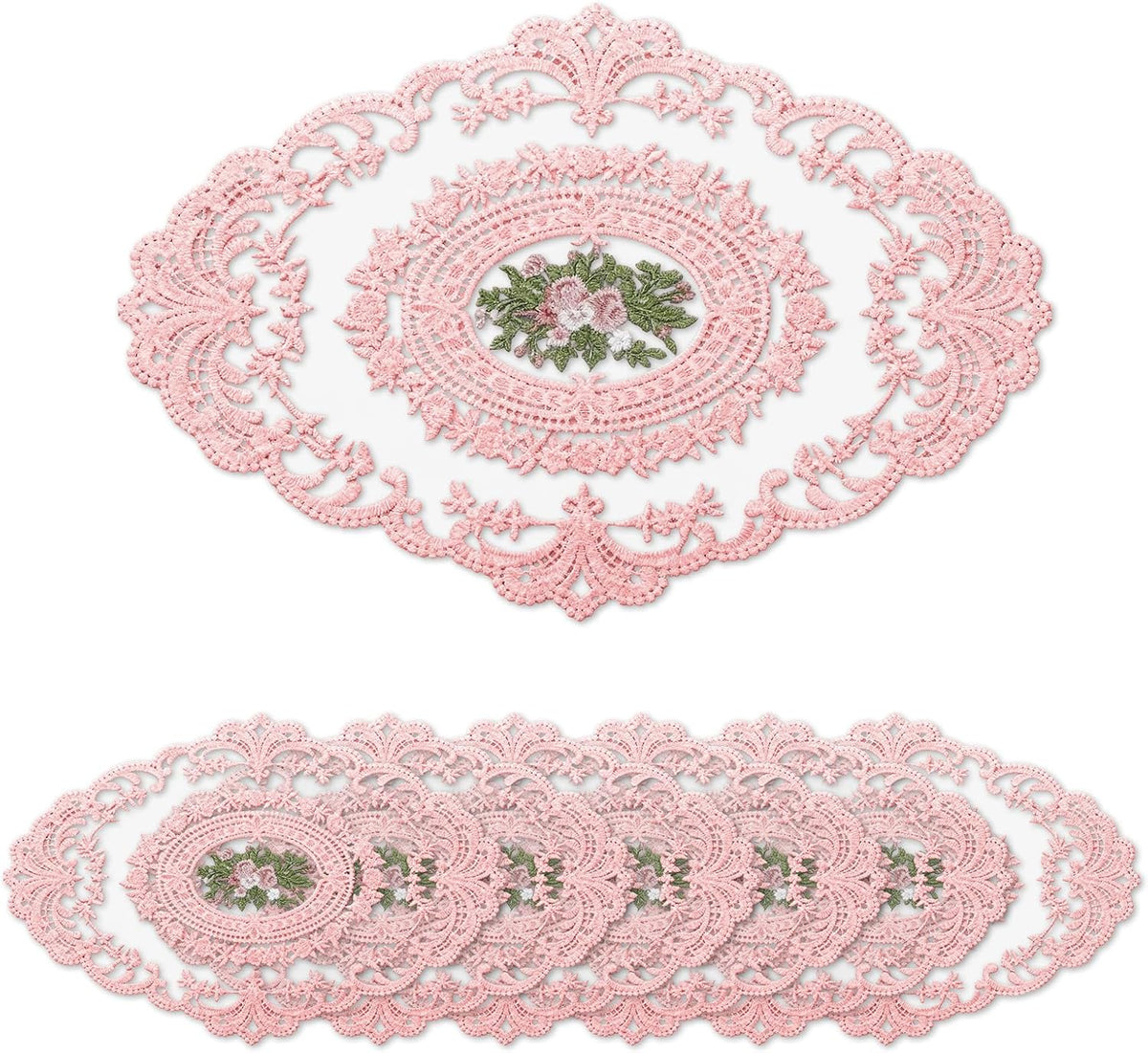 Retro Lace Embroidered Placemats,French Crochet Doilies,Set of 6