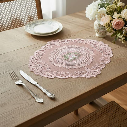 Retro Lace Embroidered Placemats,French Crochet Doilies,Set of 6