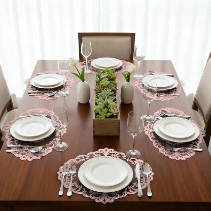 Retro Lace Embroidered Placemats,French Crochet Doilies,Set of 6