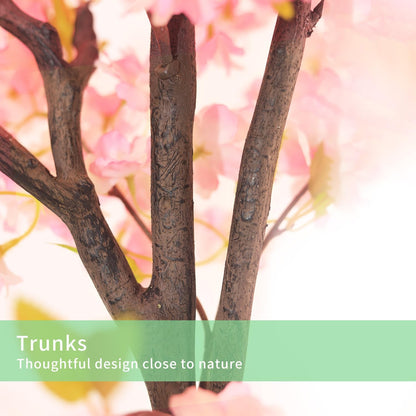 Artificial Cherry Blossom Tree 6FT Pink Tree: Realistic Fake Sakura Flowers Pink Plant, Lifelike Silk Faux Tree for Home Living Room Office Indoor Outdoor Decor, Housewarming
