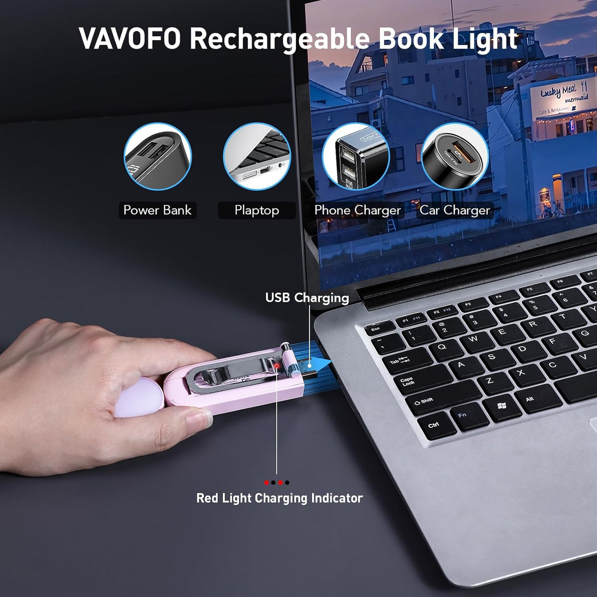 USB Rechargeable Book Light, Bookmark Clip on LED Reading Light