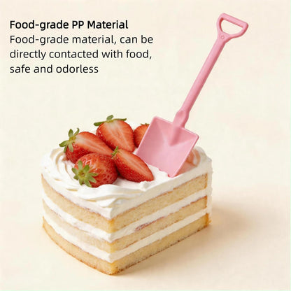 50Pcs Plastic Mini Shovel Shape Spoons, Disposable Plastic Ice Cream, Dessert Spoon, Pudding, Yogurt, Jello, Cake, Pastry, Fruit Shovel Spoon for Family or Party - Pink