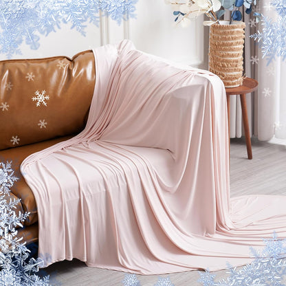 Reversible Double Cooling Blanket King Size, Soft Arc-Chill Q-Max>0.5 Thin Summer Throw for Hot Sleepers,Breathable Lightweight Portable Silky Durable Single Layer for Home Office Travel Car, Pink
